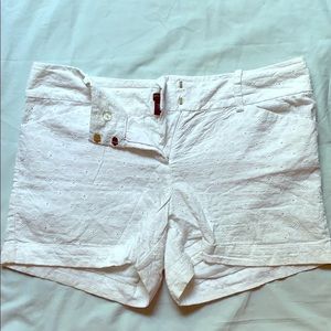 White, lace shorts.